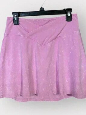 PINK Crossover Acid Washed Pull On Large Pink Mini Skirt